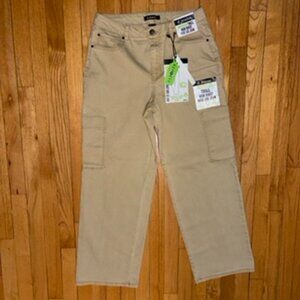 d. jeans High Rise Wide Leg Cargo khaki beige twill denim Jeans